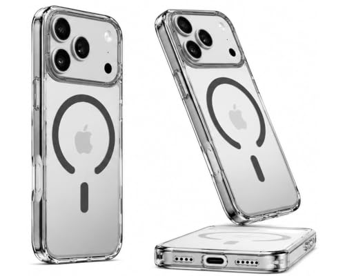 Image of Elzzi Translucent Clear Back Cover Compatible with iPhone 17 Pro, PC Shockproof Scratch Resistant, Non-Yellowing, Support Mag-Safe Wireless Magnetic Charging Case - Black