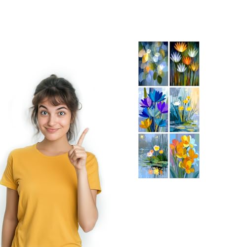 Image of SiddArtify Floral Wall Art Prints Set - Abstract Flower Poster Decor for Living Room Bedroom Office - Set of 2-4x6 Inch - Board (Pack of 6) - Sticker (Pack of 6)