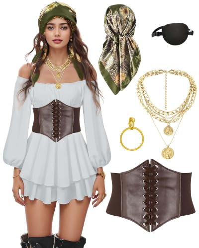 5 Pcs Pirate Costume Accessories Set Women Halloween Medieval Renaissance - image 7