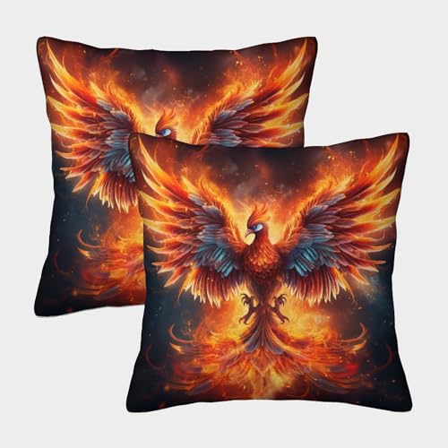 NoveAurora Nirvana Phoenix Housse Coussin Canapé Taie Oreiller Lot De 2 Carré D'extérieur Decoration Animaux Taie d'oreiller Chambre Salon De Jardin...