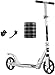 WJHCDDA Trottinettes Adulte Trottinette avec Double Suspensions et Big Wheels Pliant Tout Terrain Planeur Scooter for Trajets Taille réglable Inclued Panier, trépied et Bells (Color : White)