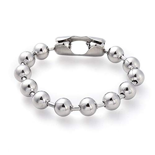 Pulsera de cadena de cuentas de acero inoxidable LZD 6-10" miniatura 2