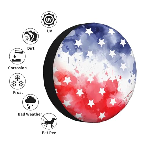 Image of Spare Tire Cover American Flag Wheel Covers USA Flag Weatherproof Universal Wheel Protectors for Rv SUV Camper Travel Trailer 16 Inch