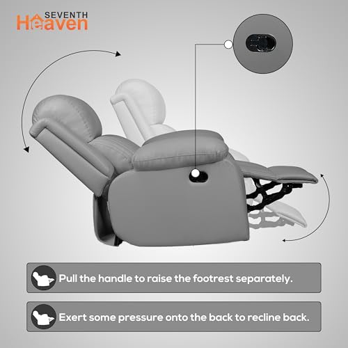 Image of Seventh Heaven Miami 1 Seater Recliner | Single Sofa Chair for Living Room Comfort | Ergonomic Design (Leatherette - Grey)