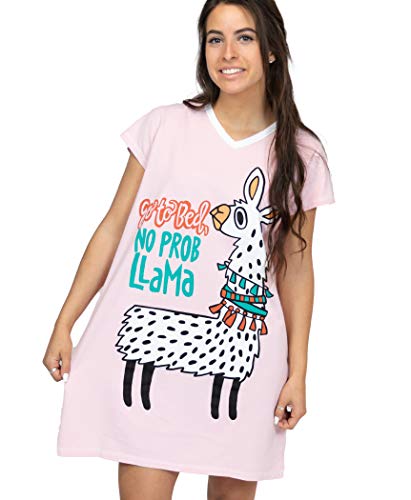 Image of Lazy One Women's Nightgown, Funny V-Neck Sleep Shirt for Women (Llama, L /XL)