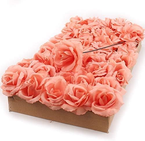 Larksilk 400Pcs Bulk Peach Artificial Rose Picks (8 Packs of 50) – 12" Silk Flowers for Weddings, Floral Installations, Events & Craft Projects