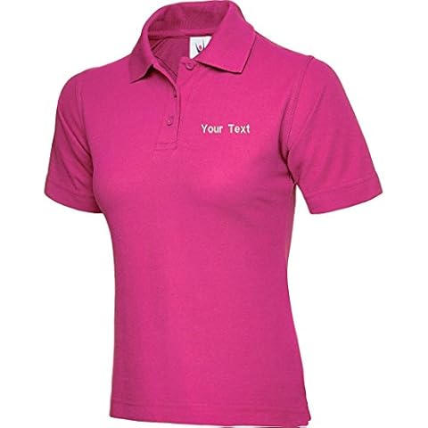 swagwear Embroidered Your Text Logo Personalised Ladies Polo 17 Colours (XS-4XL) 106 Hot Pink Cover