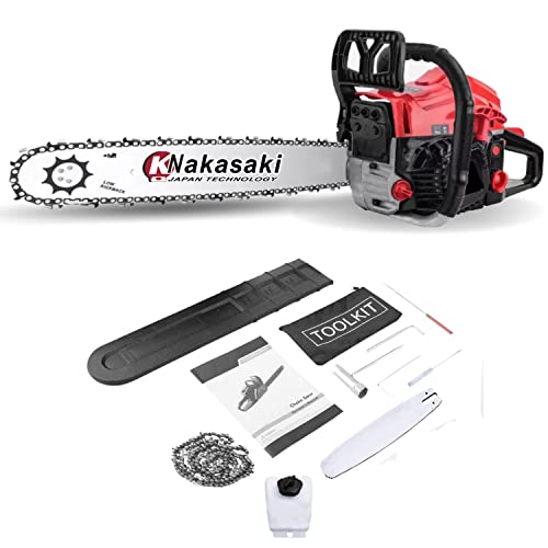 K Nakasaki Motosierra de gasolina NK-78 de 78 cc + kit de accesorios / motosierra de gasolina de alta potencia, cortador de árbol Cover