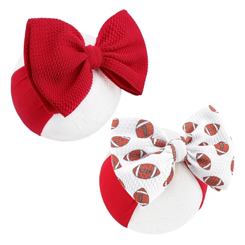Image of ONENINEDREAM Baby Girl Football Outfit Sports Headbands for Girls Hair Bows Super Bowl Hair Accessories Newborn Toddler Headband Football Baby Clothes