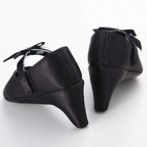 Newborn Baby Girls Shoes Bowknot Soft Sole Crib Shoes (0-6 M, Black)2