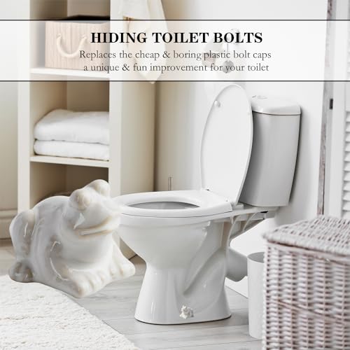 Image of ZUNON Toilet Bolt Caps, Decorative Toilet Bolt Covers, Ceramic Cute Frog Covers Toilet Bolts Bathroom Decor Easy Installation Set of 2 (White Frog 2pcs)