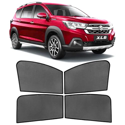 Image of AutoStory Custom Fit Black Mesh Car Sunshade for Maruti XL6 | UV & Heat Protection Car Window Curtains | Privacy Car Sun Shade | Breathable Vehicle Specific Side Window Shades