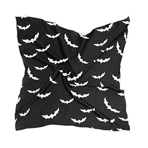 PMAIHNAS Womens Fashion Silk Scarf Halloween Bat Square Satin Headscarf Neck Scarf Head Hair Wraps