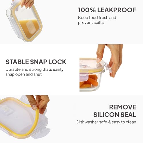 Image of CELLO Fit & Fresh Rectangle Lunch Box Container for Daily Use 1050ml Clear |Microwave & Fridge Safe Toughened Glass Airtight Leakproof Food Storage Tiffin Box Container for Kitchen Travel & Office Use