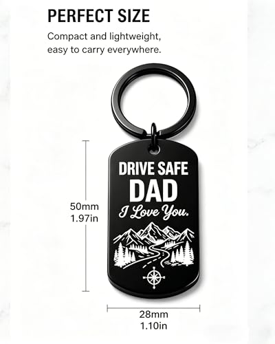 Image of Fathers Valentines Day Gifts for Him Dad Stocking Stuffers for Men Drive Safe Keychain Boyfriend Christmas Husband