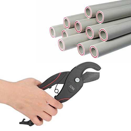PVC Interchangeable Blade Self Locking Ratchet Pipe Cutter PVC Pipe Cutter Tubing Scissors for CPVC PEX Rubber Hose(0-32mm)