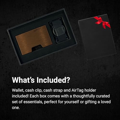 Copper-Colored RFID Wallet for Men – Slim Minimalist Metal Card Holder for Front or Back Pocket Removable Cash Clip + Cash Strap Included | Lightweight with Optional AirTag Compatibility (Dark Copper)4