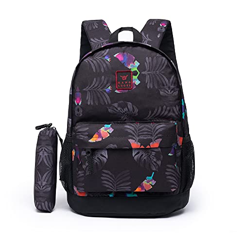 Hang Loose Mochila Feminina Casual Resistente + Estojo com Divisória Interna, Bolsos Frontais e Laterais, Estojo para Canetinhas e Lápis, Medidas 44x30x14cm, Peso 390g, Capacidade 18,5L, HL1488Z