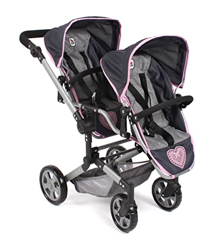 Bayer Chic 2000® Puppenwagen Linus Duo – Melange Grau Navy – Faltbarer...