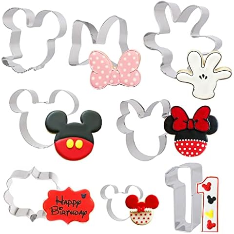 Juego de 8 moldes de galletas de acero inoxidable con temática de Cartoon Mouse Cover