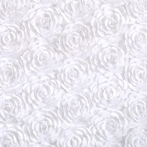Fanqisi White Tablecloth 50X102 Inches Rosette Wedding Tablecloth Party Table Decor Rectangle Satin Floral Table Cover For Baby Shower Decorations #TOP6