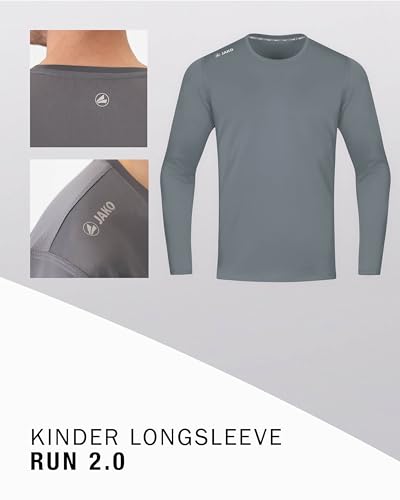 JAKO Kinder Longsleeve Run 2.0, Steingrau, 164