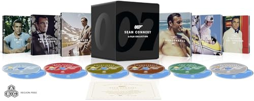 James Bond 007: Sean Connery 6-Film Collection, 4K Ultra HD + Blu-ray Library Case Steelbook Set, Region Free 12 Disc Set