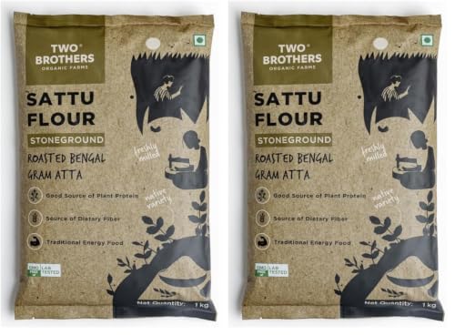 Image of Two Brothers Organic Farms Sattu Atta (1 kg) | Made Using Bengal Gram | Natural & Gluten Free Chana Sattu | High Protein Bengal Gram Flour | Sattu Drink Powder | Gram Powder (Pack of 2)