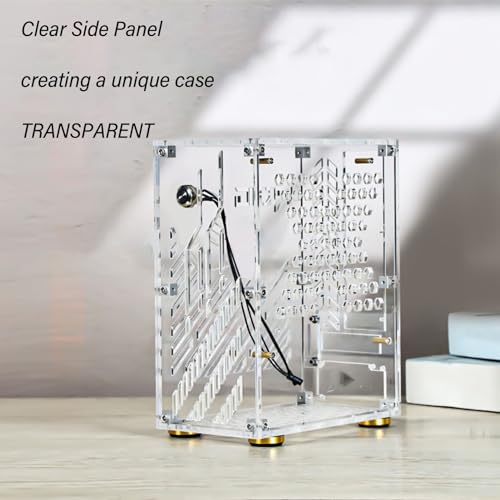 Gabinete Mini ITX de 4,3 L con panel lateral transparente de acrílico, refrigeración 360°, patas amortiguadoras, compatible con fuente de alimentación FLEX 1U y SSD de 2,5 pulgadas (transparente) miniatura 2