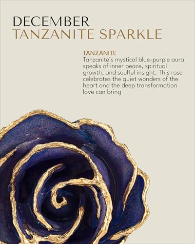 Image of Forever Rose Hand-Dipped in 24K Gold, Tanzanite-Inspired December Birthstone with Sparkles, Real Rose in Luxury Gold Gift Box - Perfect Ready to Gift for December Birthday or Any Occasion