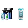 iSpring WGB21BM 2-Stage Whole House Water Filtration System, 10” x 4.5” & Manganese Reducing Filters, 1" Ports & FM15B Iron and Manganese Reducing Replacement Filter Cartridge (Pack of 1)