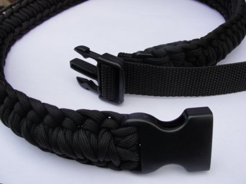 550 Paracord Survival Belt with Plastic Side-Release Buckle (Woodland Camo, Large)