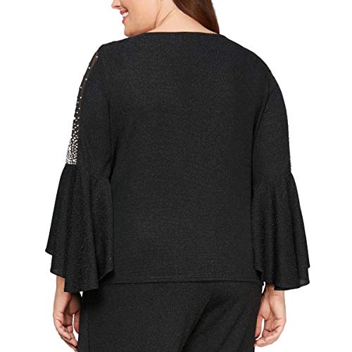 Alex Evenings Women's Size Metallic Knit Blouse, Black Bell Plus, 1X #TOP1