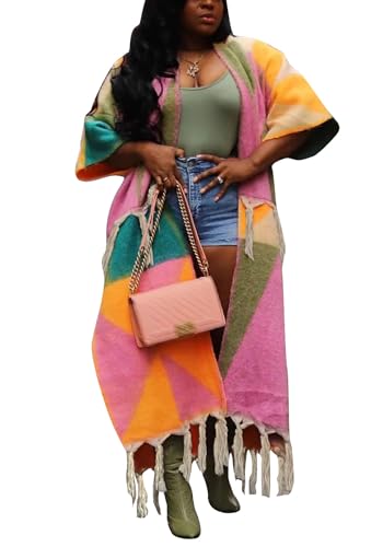 Molisry Women Cardigan Sweater for Fall 2023 Casual Knitted 3/4 Sleeve Floral Printed Open Front Long Outerwear