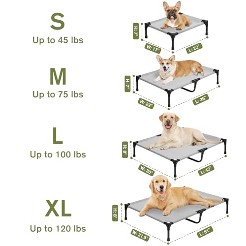Elevated Dog Bed 42 Inch - Breathable Raised Pet Bed for Large Dogs, Waterproof Dog Cot Bed Easy to Assemble, Durable Portable Pet Cot with Non-Slip Feet, Grey - Image 4