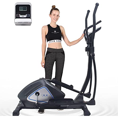 ISE Vélo Elliptique Magnétique Vélo d'Appartement Ergomètre Crosstrainer, Vélo Elliptique d'Appartement Masse d'Inertie 12kg, Velo Elliptique 8 Niveaux de Résistance Gris Foncé SY-9609