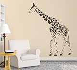Animal Wild Zoo Giraffe Left Direction Wall Decal Sticker Living Room Stickers Vinyl Removable Wide 95cm High 120cm Brown Color