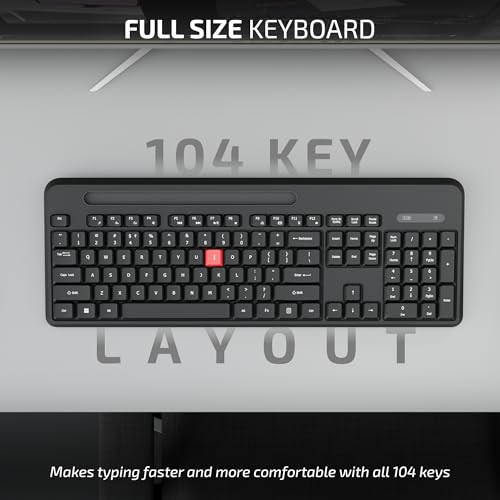 Image of iBall ClickSet S450 Wireless Keyboard & Mouse Combo, 104-Key Full Size Keyboard, 12 Media Keys, Retractable Stand, ₹ Key, UV Coated Keys, Mobile Slot, 1200 DPI Mouse, 3 Buttons, High Precision