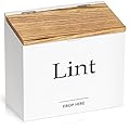 Waratah Designs Magnetic Lint Bin for Laundry Room - Compact Size, Wooden Dryer Lint Bin with Lid - Rustic Lint Box, Magnetic Bin - Modern Farmhouse Laundry Room Decor, White with Torched Lid