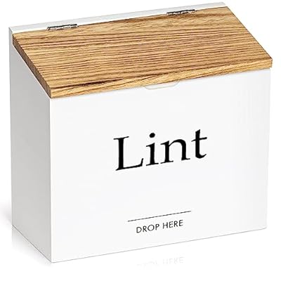 Waratah Designs Magnetic Lint Bin for Laundry Room - Compact Size, Wooden Dryer Lint Bin with Lid - Rustic Lint Box, Magnetic Bin - Modern Farmhouse Laundry Room Decor, White with Torched Lid