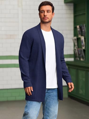 Runcati Mens Cardigan Sweater Casual Ruffle Shawl Collar Open Front Cardigan Knit Drape Cape Winter Sweaters3