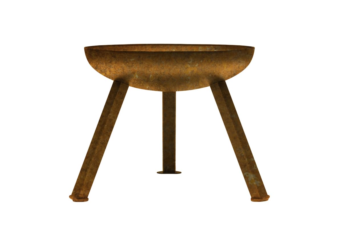 Bombe Feuerbecken aus Cortenstahl – Kompakte Feuerschale Ø 48 cm – Rostoptik mit Patina – Outdoor Feuerstelle für Garten, Terrasse & Camping – Wetterfest, mobil & stilvoll