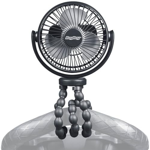 Bag Boy Cart Fan 2.0, Adjustable and Compact Fan with Rechargeable Battery and Flexible Tripod Legs