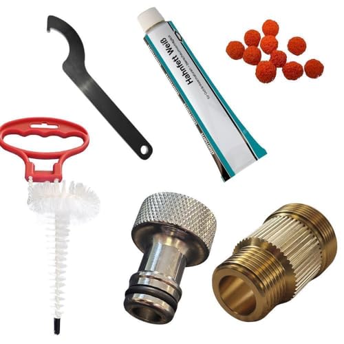 GASTROBEDARF WESTERBARKEY Reinigungsset für Bierleitungen mit 15 Teilen 28mm Adapter Schwammkugeln für 7mm Leitungen Fett Schlüssel