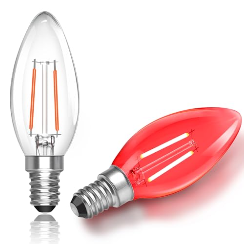 Caldarax 2 Stück E14 Rot LED Glühbirnen 2W, Ersatz für 20W...
