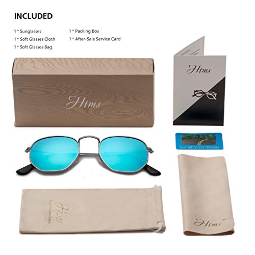 Image of Hipster Hexagonal Polarized Sunglasses Men Women Geometric Square Small Vintage Metal Frame Retro Shade Glasses