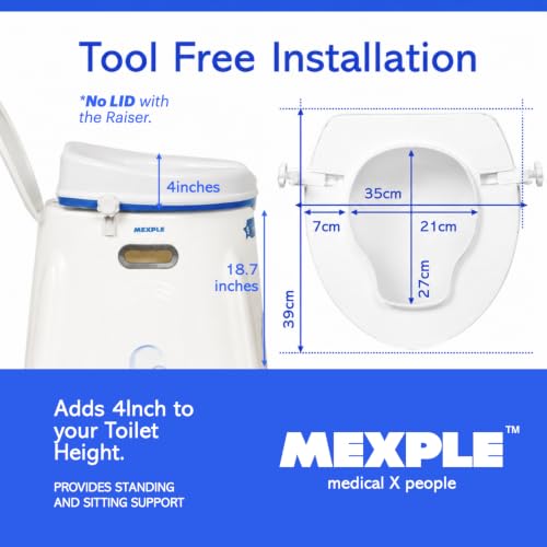 Image of MEXPLE Xumo200 Portable Indian to Western Toilet Converter & RaiXer4 Toilet Seat Height Raiser (4 Inches) | Commode Chair | Seat Raiser Elevator Extension | For Handicap, Knee Patient, Old Citizen