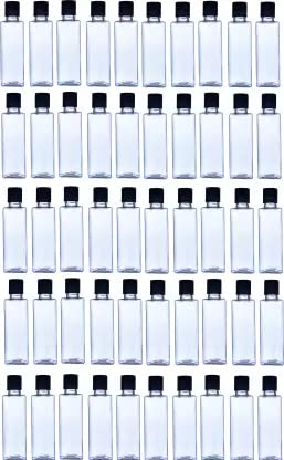 Pet 100ml Empty Clear Square Bottle with Black Flip Top Cap,Multipurpose Reusable Container for Hair Oils, Shampoo, Conditioner, Lotion, Medicated Oil and Sanitizer (PACK OF 50)-image-45