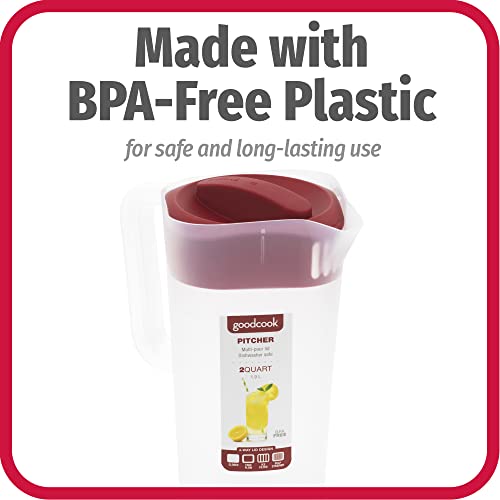 image for Goodcook 10659 1/2 Gallon Plastic Straining Pitcher Square Lid with 3 