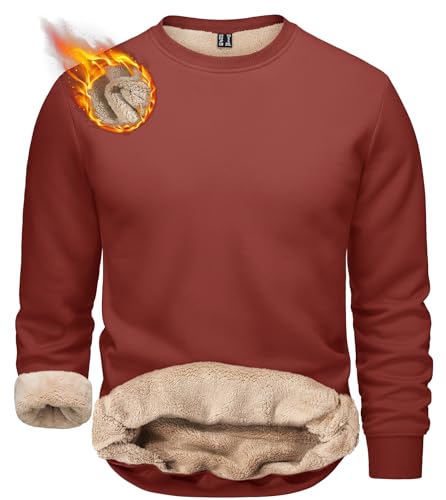 Image of TACVASEN Men's Crewneck Sweatshirt Warm Sherpa Lined Thermal Sweatshirts Heavyweight Long Sleeve Winter Fleece Pullover Shirt